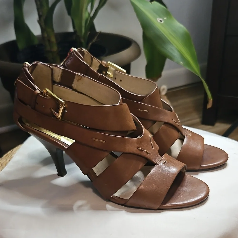 Women’s Brown Strappy Leather Heeled Sandals